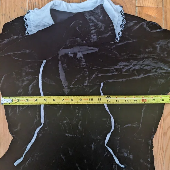 Sweet Baby Jamie Black Collared Velvet Dress Size XL Jamie Mizrahi - Picture 7 of 16